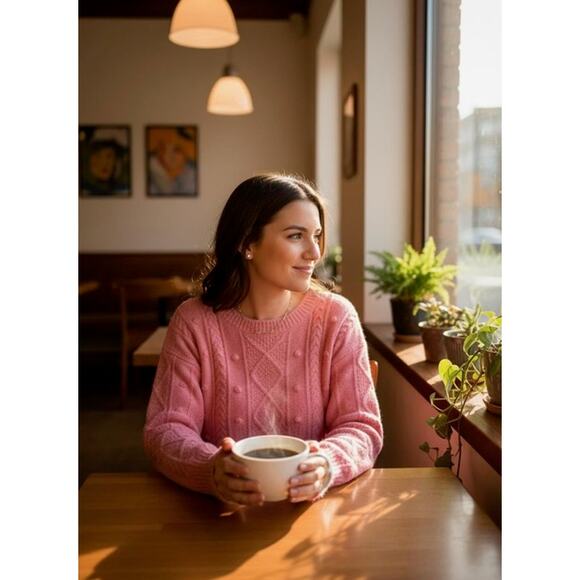 Old Navy Festive Craft Bright Pink Wool Blend Pullover Sweater Size Small Tall - Picture 5 of 8